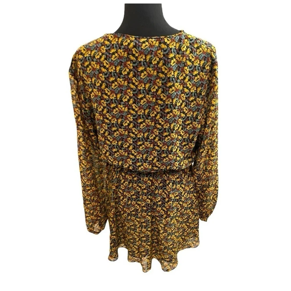 Zara Floral Print Long Sleeve Mini Dress Medium
